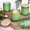 10 OZ Green Candle Jars for Making Candles Set of 8, Ribbed Glass Candle Jars with Wood Lids and Labels, Candle Containers for DIY, Gifts, Home Decoration